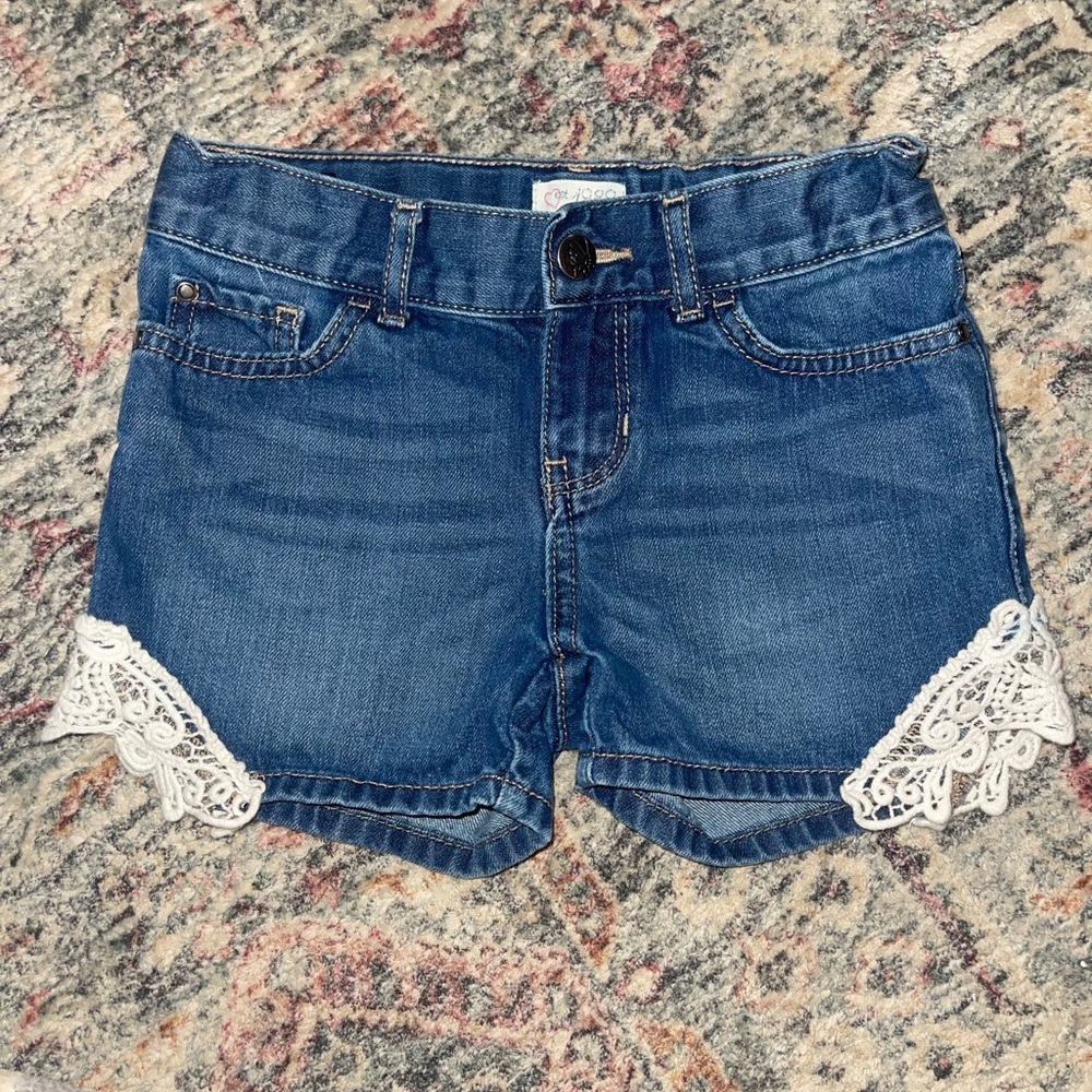 The Children's Place Blue Denim Shorts with White Lace Trim